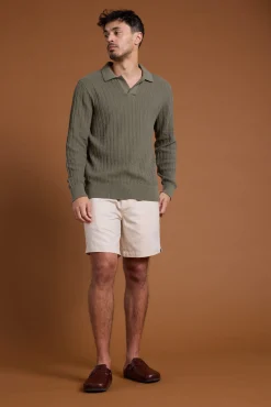 Barkers Cotton Knitwear^Cedar Cotton LS Polo KHAKI