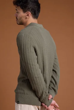 Barkers Cotton Knitwear^Cedar Cotton LS Polo KHAKI