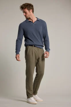 Barkers Cotton Knitwear^Cedar Cotton LS Polo SLATE