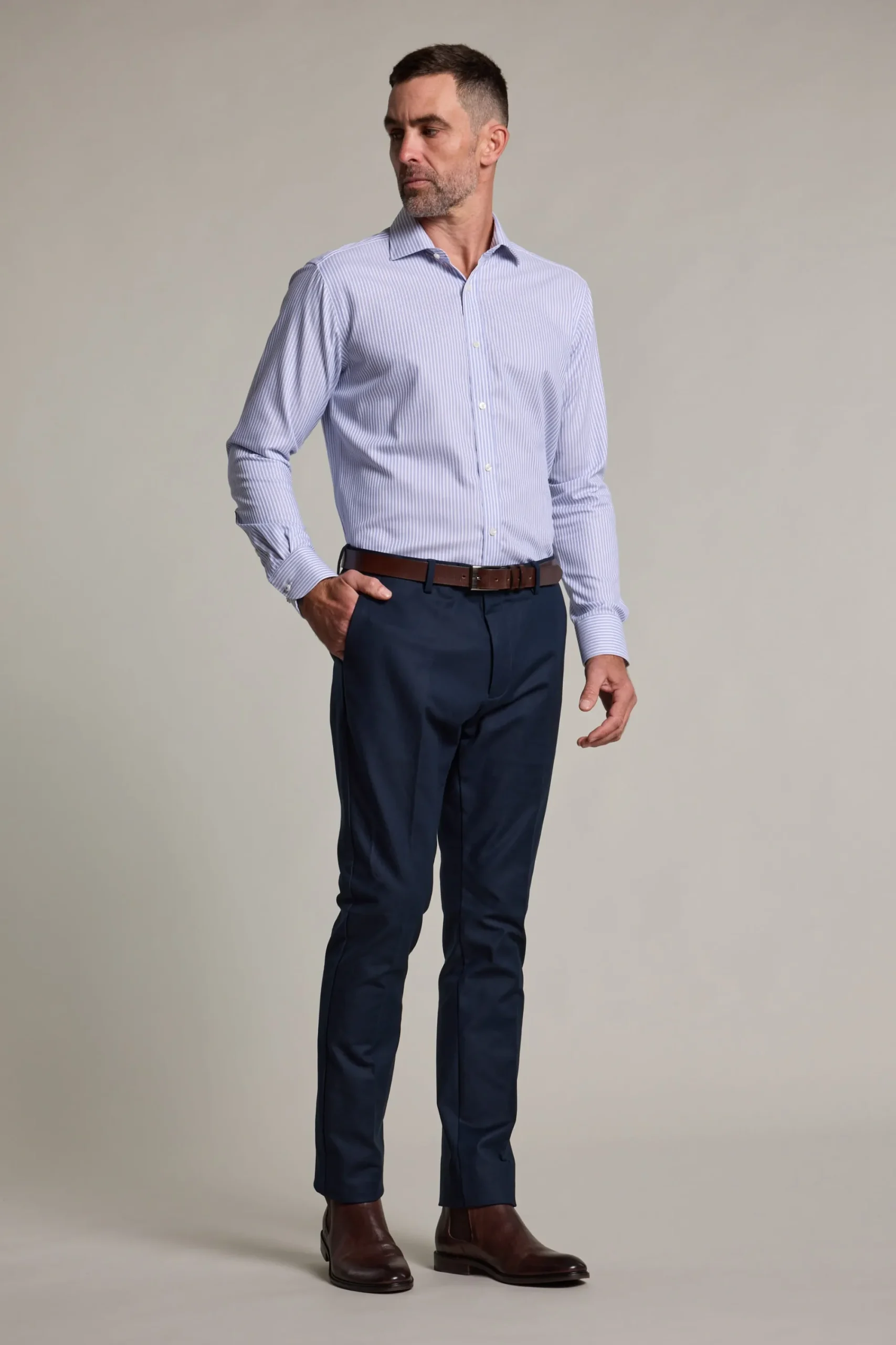Barkers Eco Easy Care Shirts|Non-Iron Shirts^Chesdale Stripe Business Shirt BLUE STRIPE