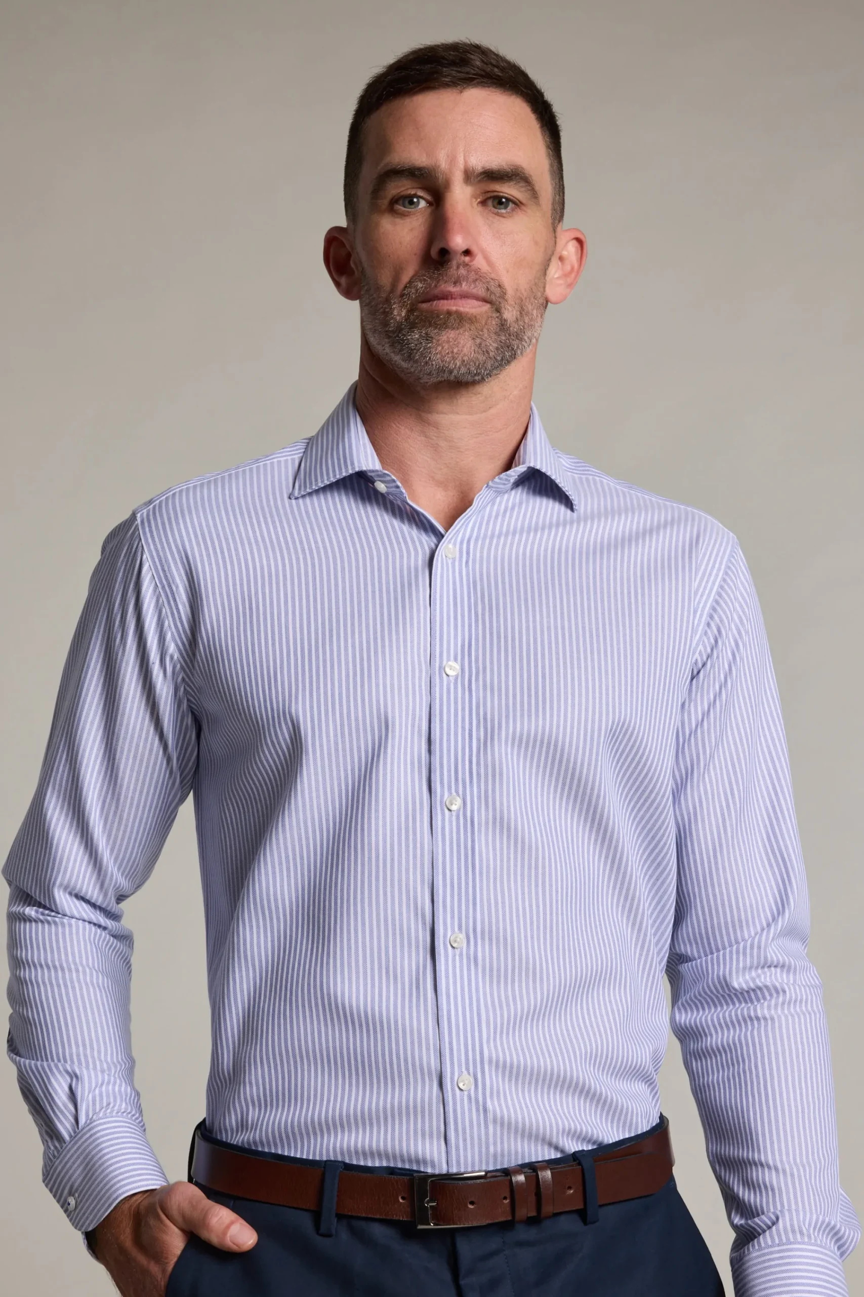 Barkers Eco Easy Care Shirts|Non-Iron Shirts^Chesdale Stripe Business Shirt BLUE STRIPE