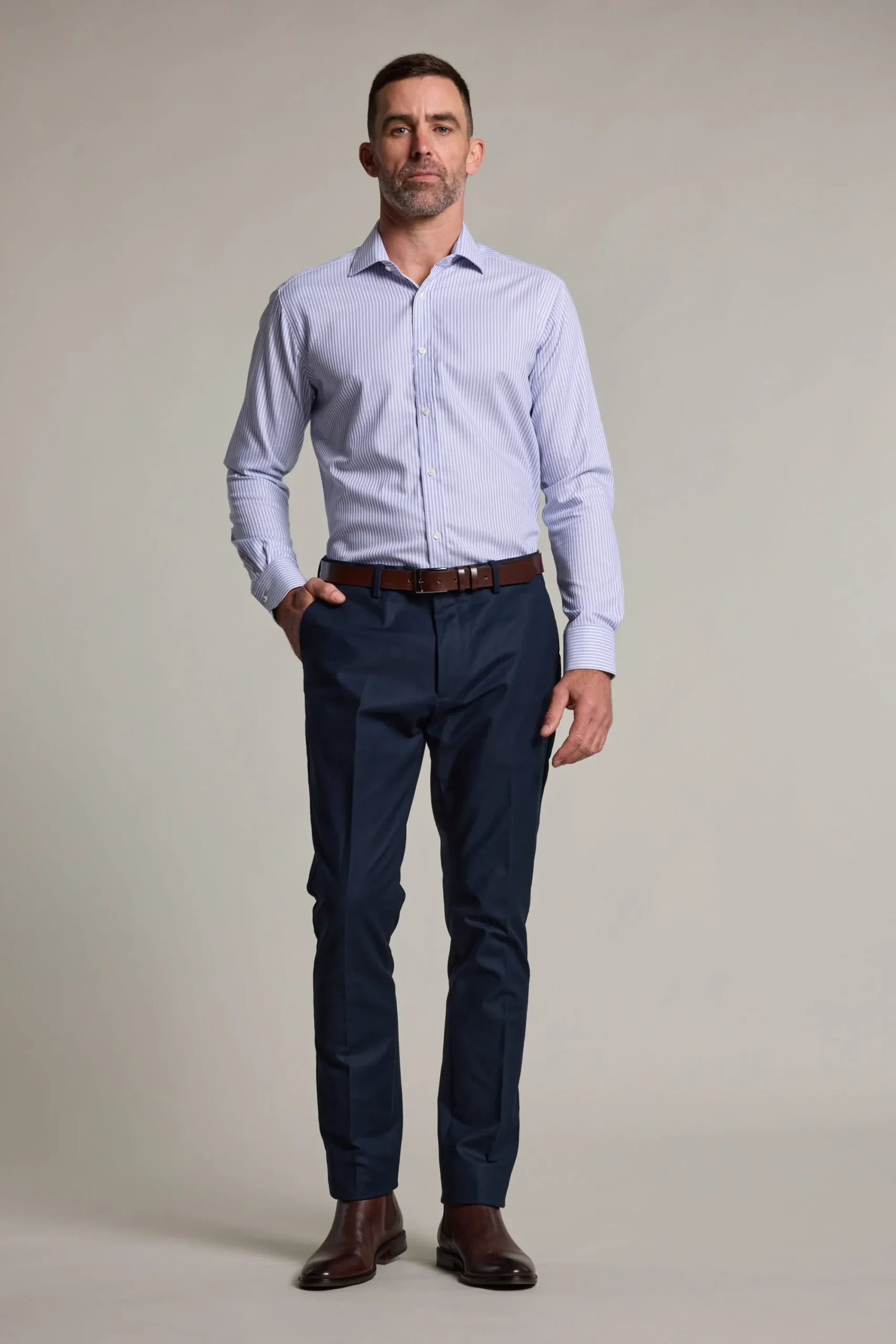 Barkers Eco Easy Care Shirts|Non-Iron Shirts^Chesdale Stripe Business Shirt BLUE STRIPE