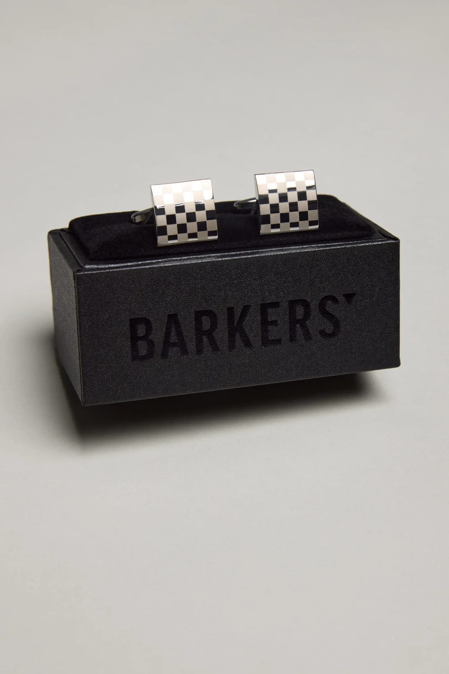 Barkers Cufflinks & Clips|Suiting Accessories^Classic Silver Chequered Cufflink