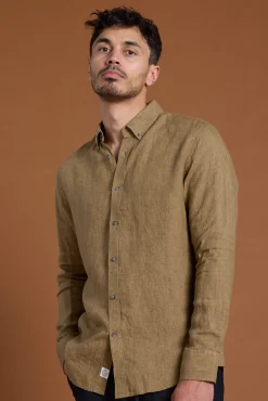 Barkers Casual Shirts|Casual Shirts^Dorset Linen Shirt CAMEL