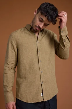 Barkers Casual Shirts|Casual Shirts^Dorset Linen Shirt CAMEL