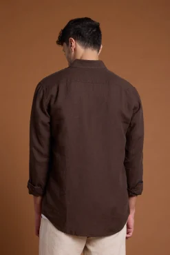 Barkers Casual Shirts|Casual Shirts^Dorset Linen Shirt CHOCOLATE