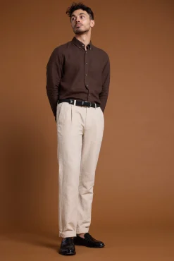 Barkers Casual Shirts|Casual Shirts^Dorset Linen Shirt CHOCOLATE