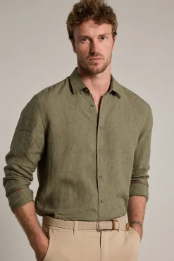 Barkers Tailored Fit Shirts|Tailored Fit Shirts^Dorset Linen Shirt OLIVE