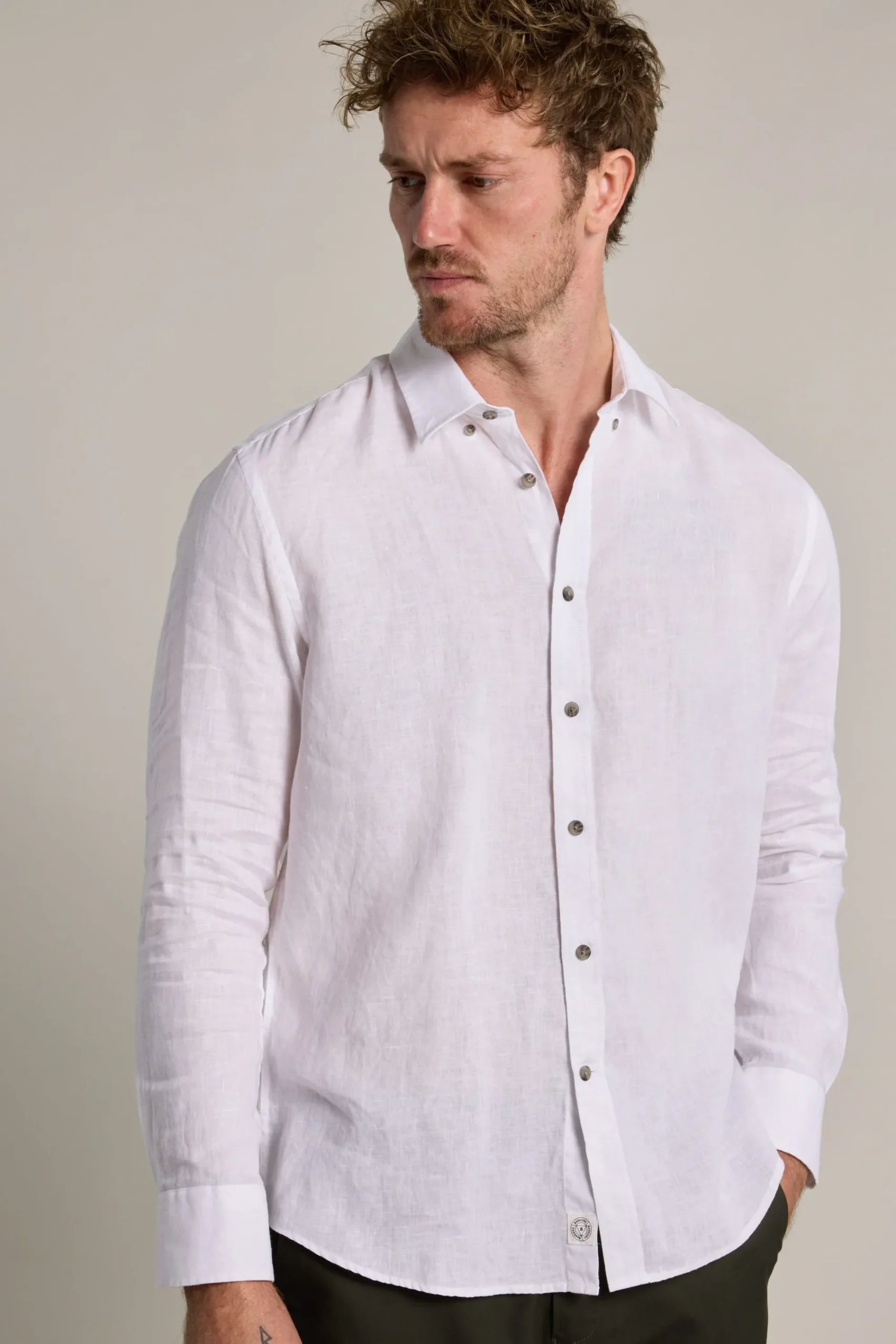 Barkers Tailored Fit Shirts|Tailored Fit Shirts^Dorset Linen Shirt WHITE