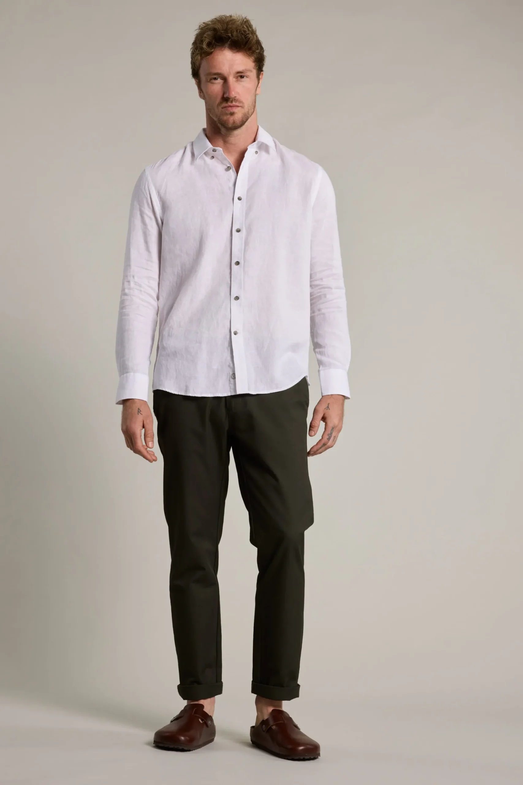 Barkers Tailored Fit Shirts|Tailored Fit Shirts^Dorset Linen Shirt WHITE