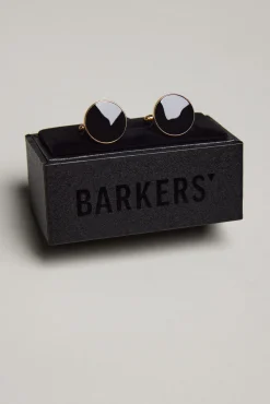 Barkers Cufflinks & Clips|Suiting Accessories^Gold And Black Round Cufflink