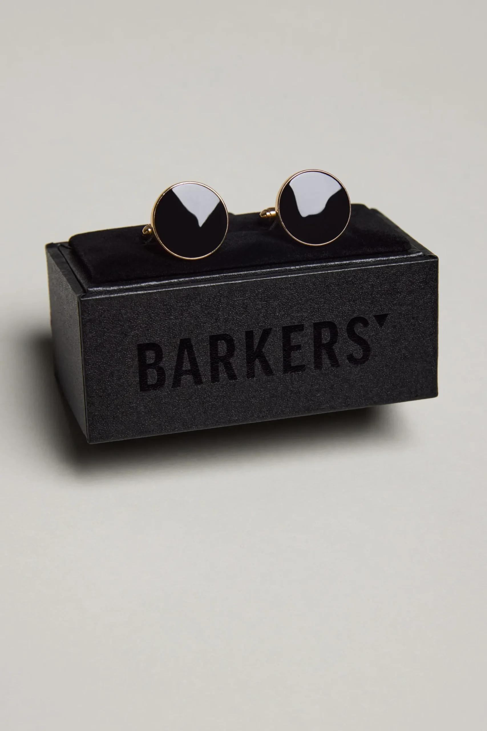 Barkers Cufflinks & Clips|Suiting Accessories^Gold And Black Round Cufflink