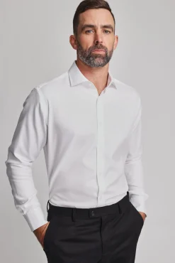 Barkers Eco Easy Care Shirts|Classic Fit Shirts^Mexted Texture Shirt WHITE