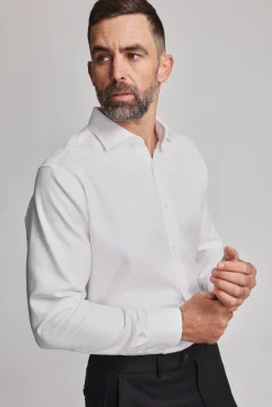 Barkers Eco Easy Care Shirts|Classic Fit Shirts^Mexted Texture Shirt WHITE