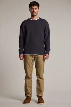 Barkers Cotton Knitwear^Monterey Waffle Crew CHARCOAL