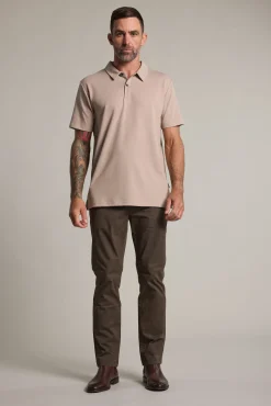 Barkers Polos|Polo Shirts^Newland Mercerised Texture Polo OATMEAL