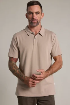 Barkers Polos|Polo Shirts^Newland Mercerised Texture Polo OATMEAL
