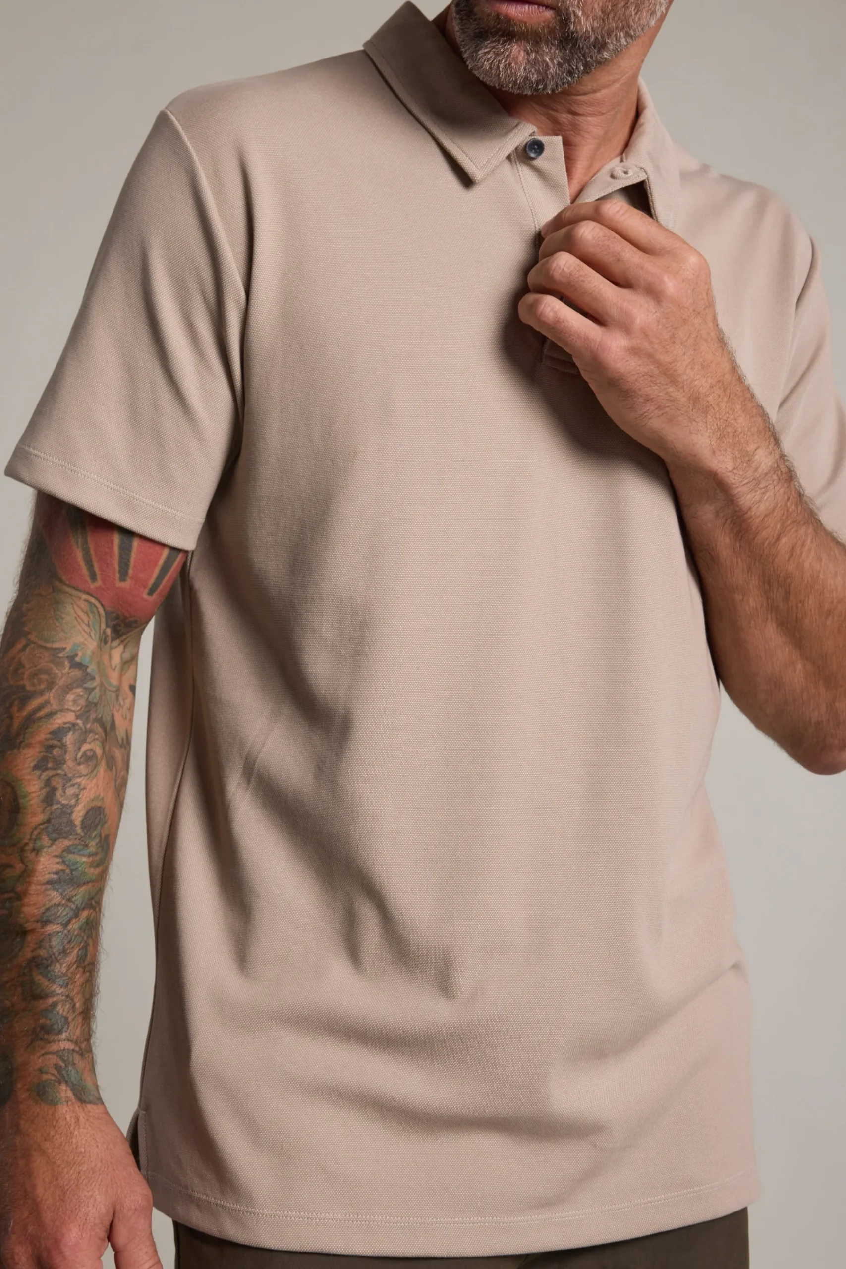 Barkers Polos|Polo Shirts^Newland Mercerised Texture Polo OATMEAL