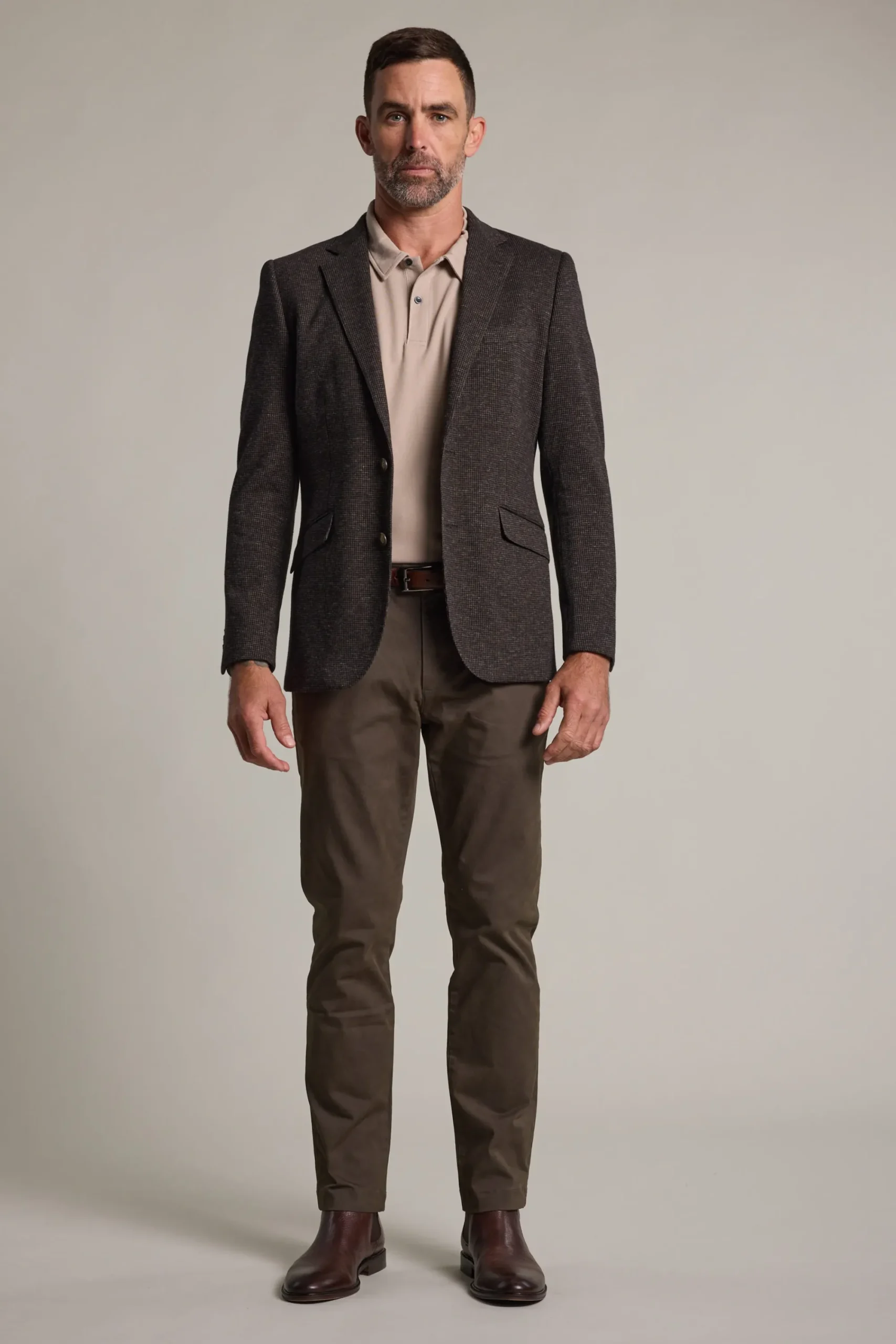Barkers Polos|Polo Shirts^Newland Mercerised Texture Polo OATMEAL