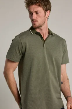 Barkers Polos|Polo Shirts^Olson Mercerised Texture Polo KHAKI