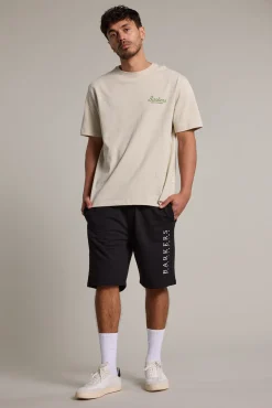 Barkers Shorts|Barkers Track Pants^Organic Classic Print Track Short BLACK
