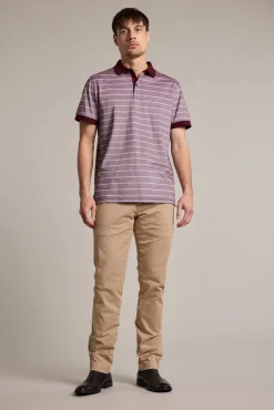 Barkers Polos|Polo Shirts^Oxley Mercerised Stripe Polo BURGUNDY