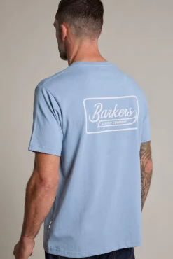 Barkers Graphic & Stripes^Stamp Logo Tee STONE BLUE