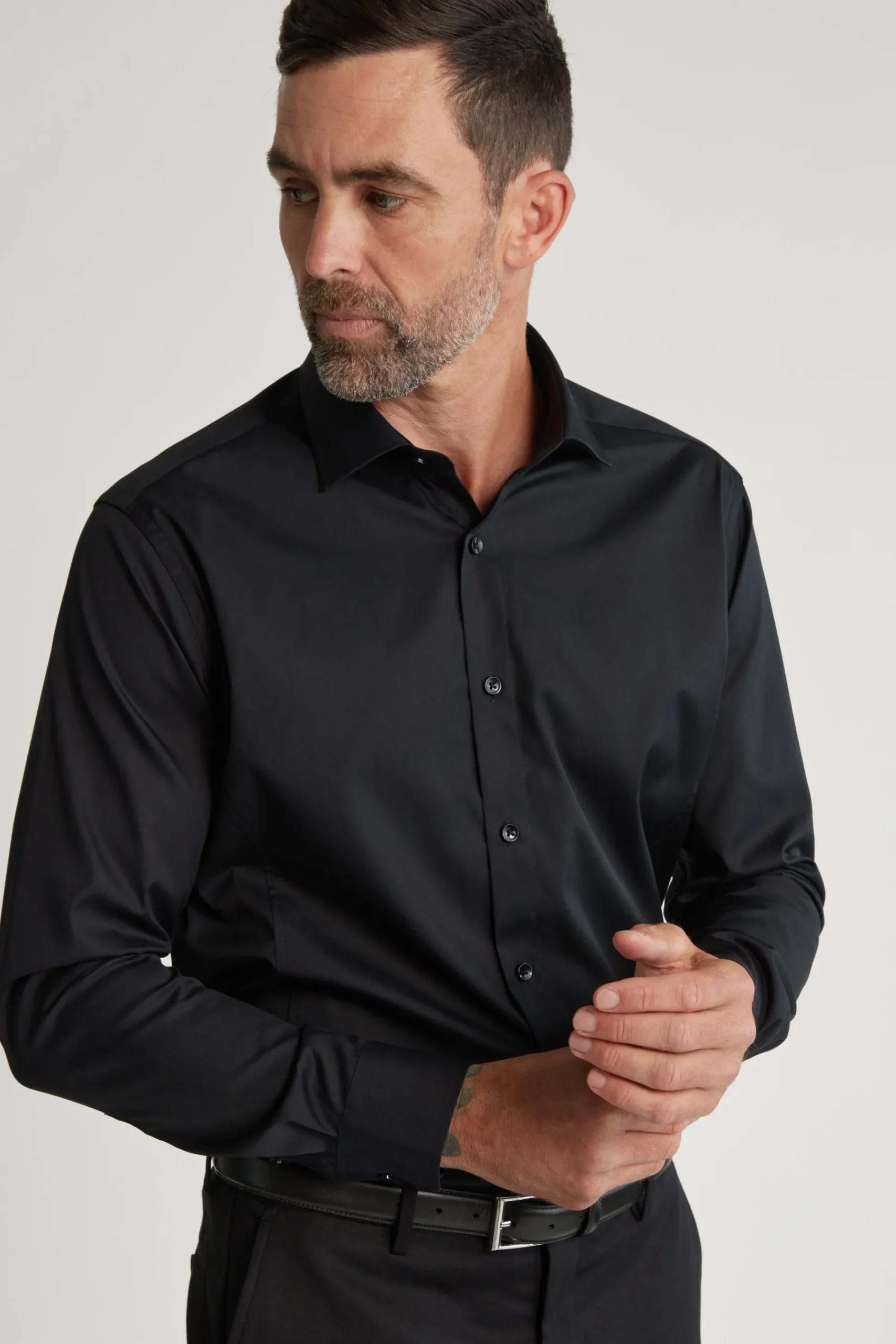 Barkers Classic Fit Shirts|Classic Fit Shirts^Tribeca Regular Cuff Shirt Classic Fit BLACK